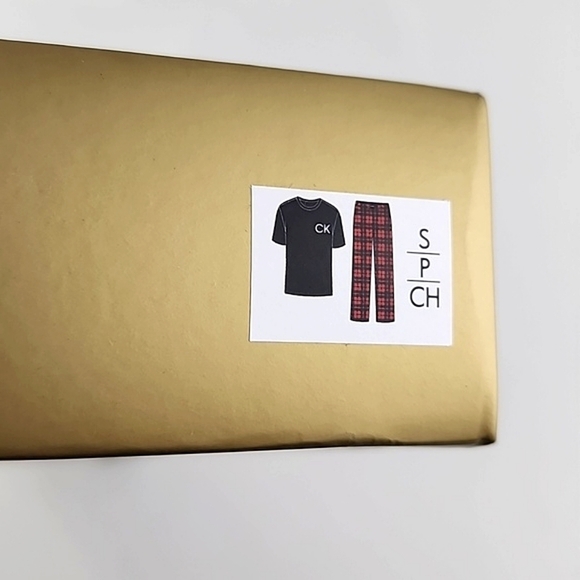 Calvin Klein Men's 2-Piece PJ Set T-Shirt Fleece Pant Red Black Plaid Size Small - Picture 3 of 10